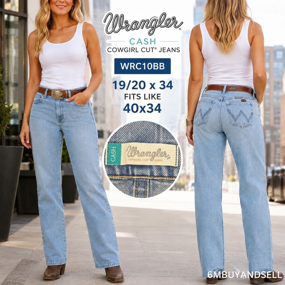 Wrangler Cash Cowgirl Cut Jeans Light Wash Straight Leg WRC10BB 19/20 x 34